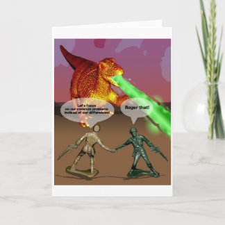 Army men working together card