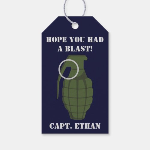 Army Military Birthday Party Grenade Gift Tags