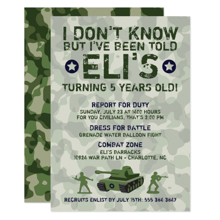 Army Military Birthday Party Invitation Zazzle Army Military Birthday Party Invitation