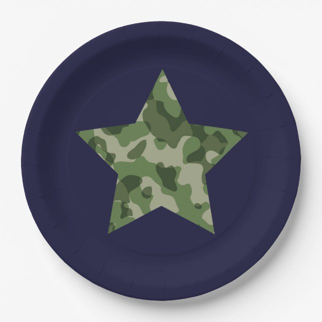Army Military Birthday Party Paper Plates (Front)