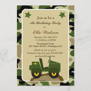 Army Military Camo Birthday Party Invitations