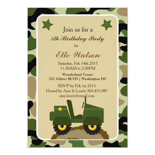 Army Military Camo Birthday Party Invitations Army Military Camo Birthday Party Invitations
