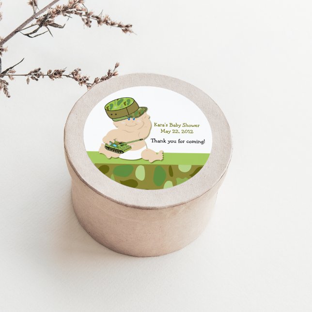 Army Military Camoflauge Baby Shower Favor Sticker (Army Baby Shower Favor Sticker)