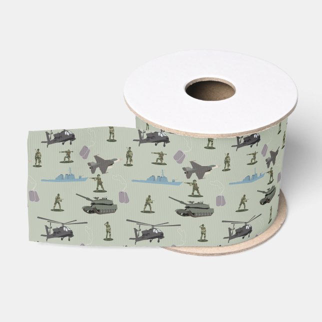 Army Military Camouflage Green Camo Birthday Grosgrain Ribbon (Spool)