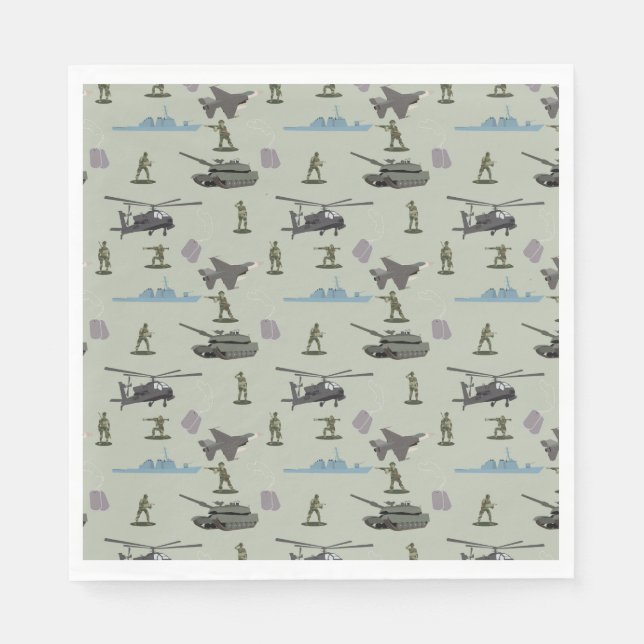 Army Military Camouflage Green Camo Birthday Napkins (Front)