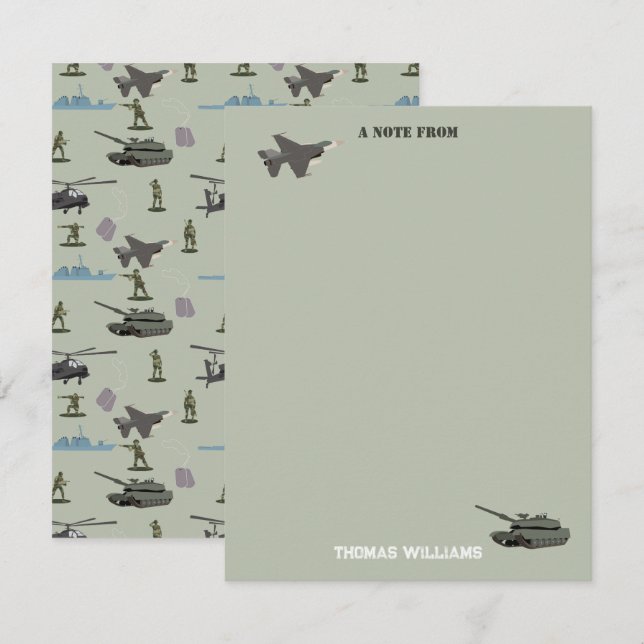 Army Military Camouflage Green Camo Birthday Note Card (Front/Back)