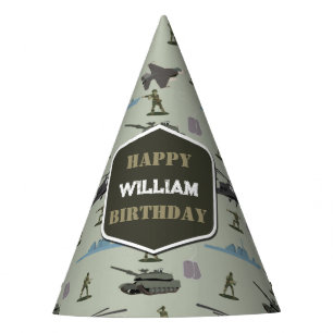 Army Military Camouflage Green Camo Birthday Party Hat