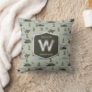 Army Military Camouflage Green Camo Pattern Throw Pillow