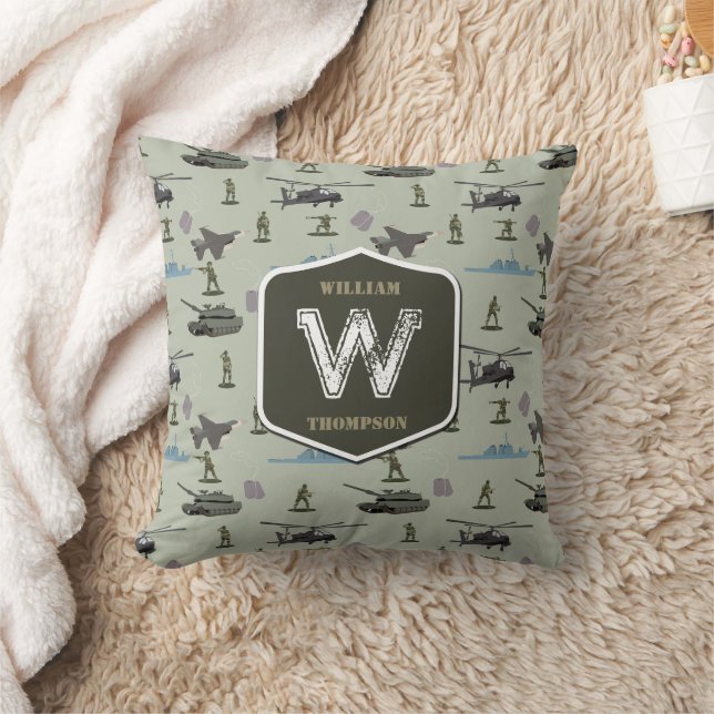 Army Military Camouflage Green Camo Pattern Throw Pillow (Blanket)