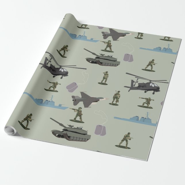 Army Military Camouflage Green Camo  Wrapping Paper (Unrolled)