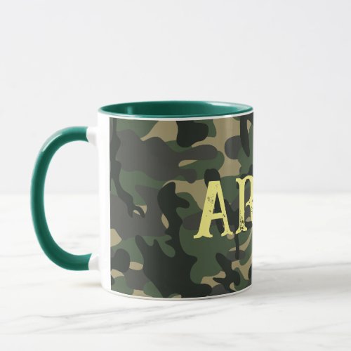 Army military camouflage green mug