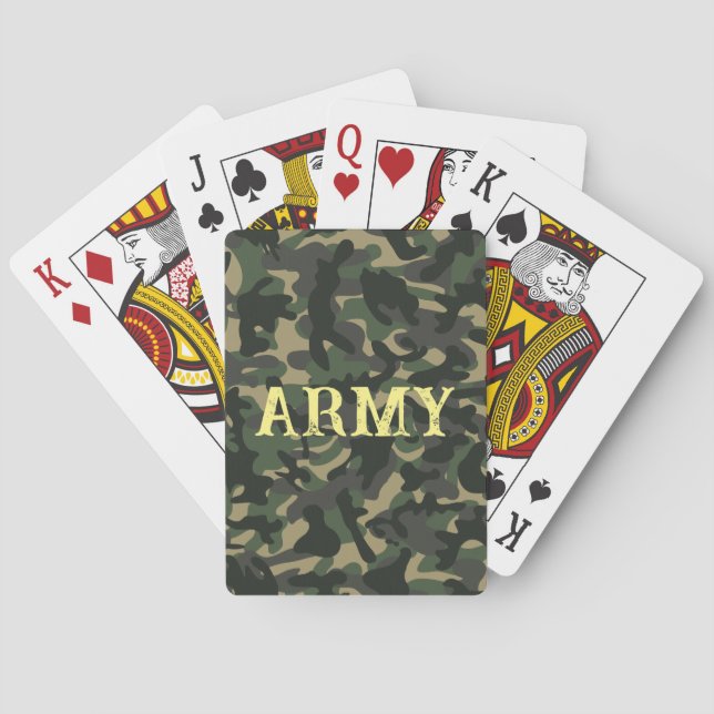 Army military camouflage green poker cards (Back)