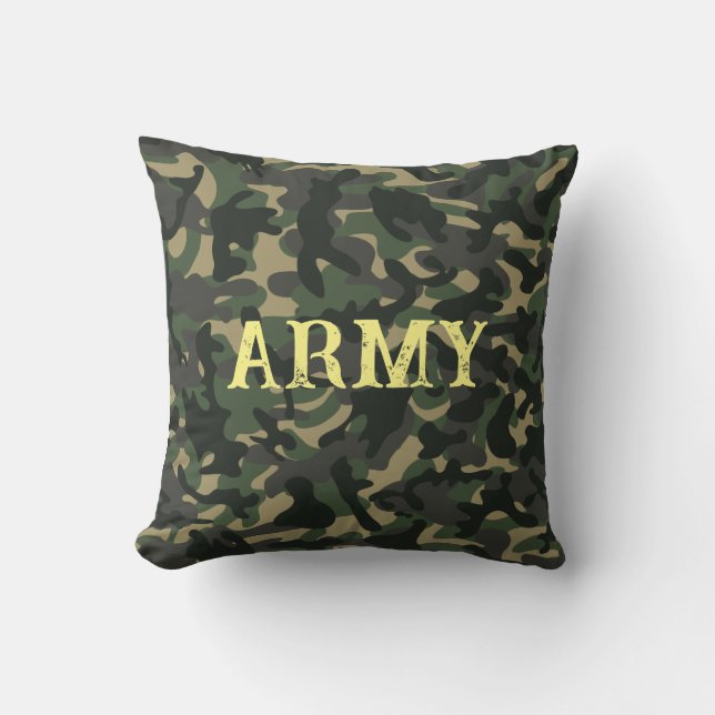 Army military camouflage green  throw pillow (Front)