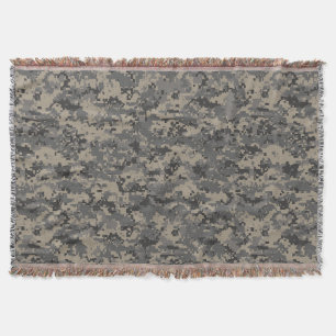 Army military camouflage khaki green throw blanket