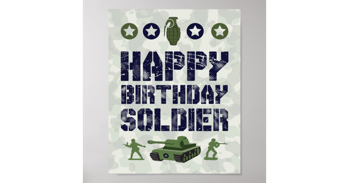 Army Military Happy Birthday Soldier Party Sign Zazzle