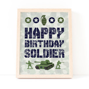 Army Military Happy Birthday Soldier Party Sign
