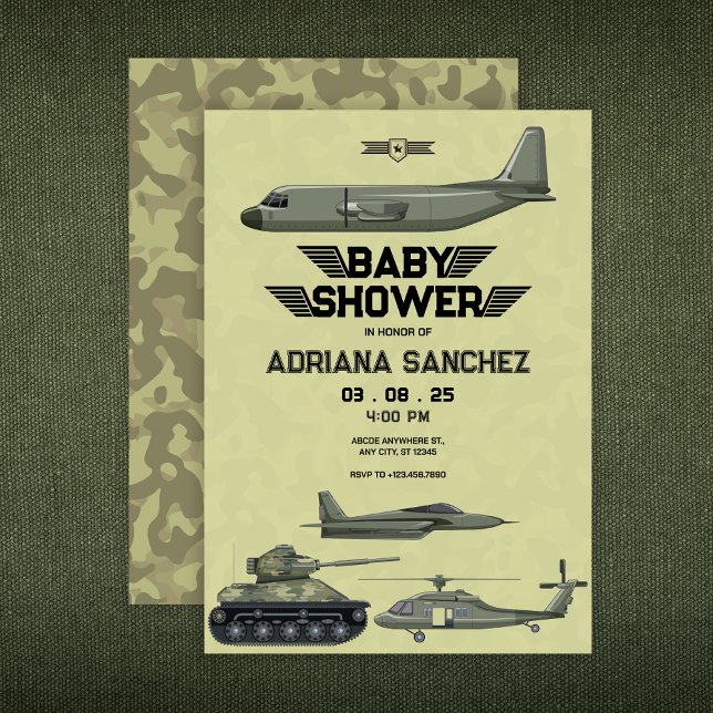 Army military Hercules jet Baby Shower Invitation (Creator Uploaded)