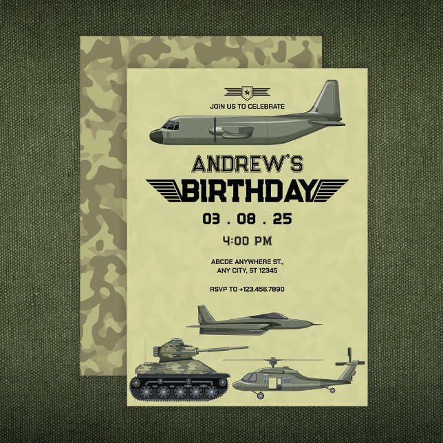 Army military Hercules jet birthday Invitation (Creator Uploaded)
