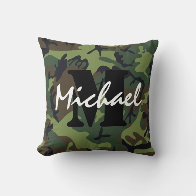 Army Military Initial Name | Kids Little Soldier Throw Pillow (Front)