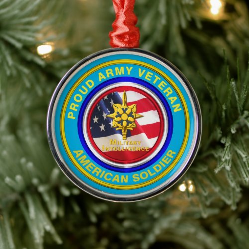 Army Military Intelligence Veteran Keepsake Christ Metal Ornament