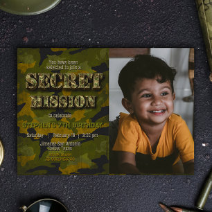 Army - Military - Soldier - Boy Birthday w/ Photo Invitation