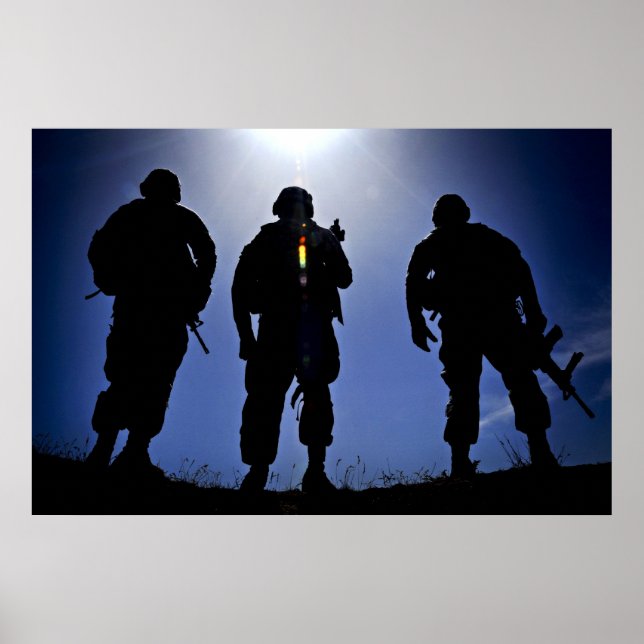 Army Military Soldier Silhouettes Poster (Front)