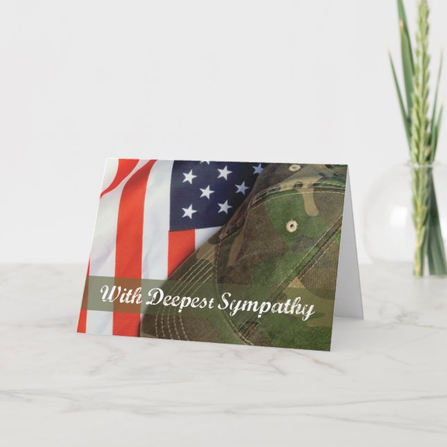 Army Military Soldier Sympathy Hat with Flag Card (Front)