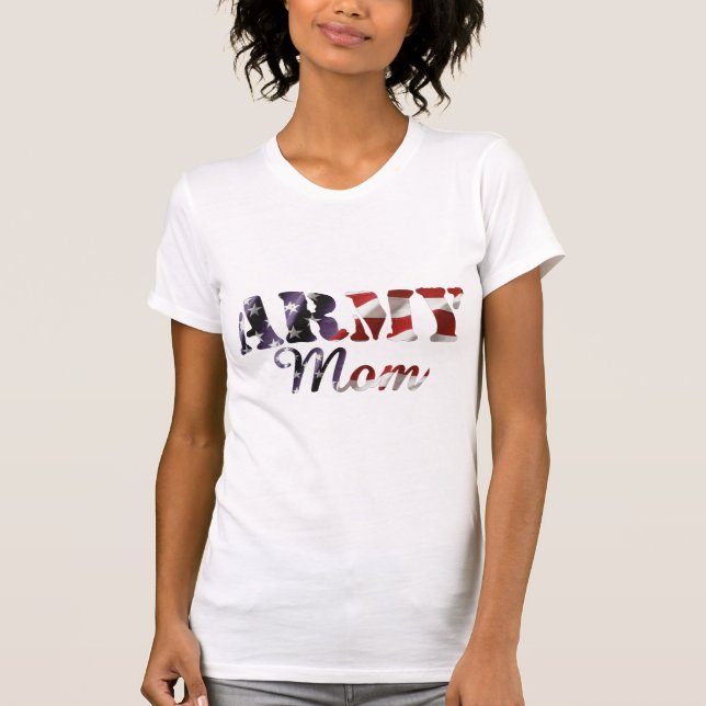 Army Mom American Flag T-Shirt (Front)