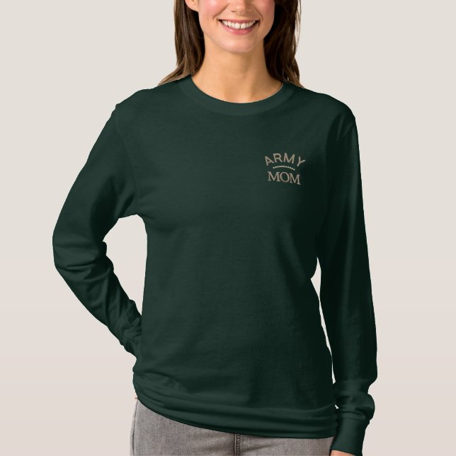 Army Mom Military Mother Embroidered Long Sleeve T-Shirt (Front)