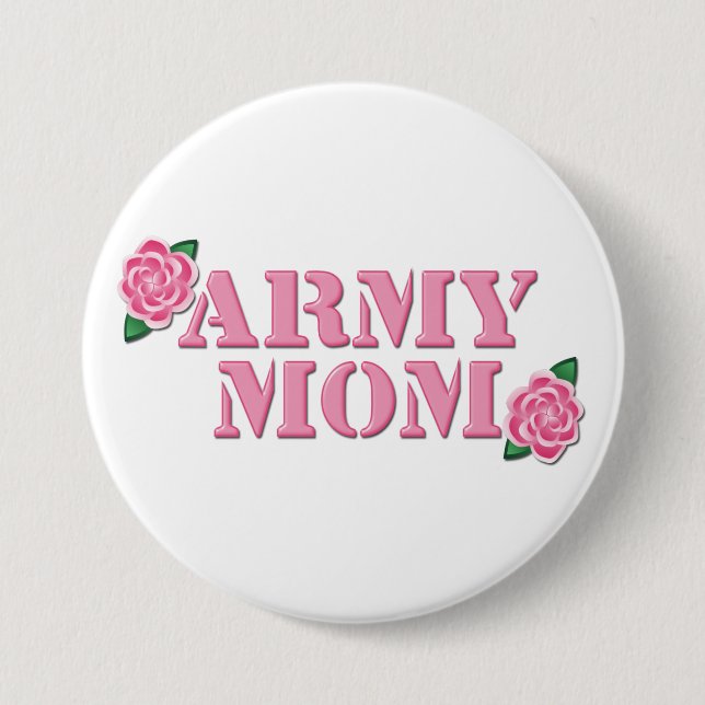Army Mom Pink Roses Button (Front)