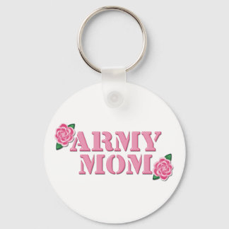 Army Mom Pink Roses Keychain