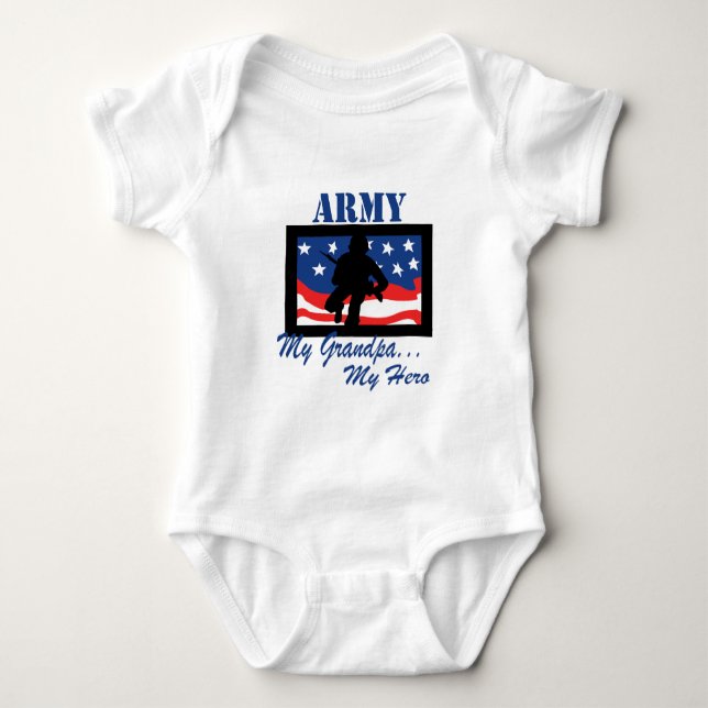 Army My Grandpa My Hero Baby Bodysuit (Front)