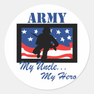 Army My Uncle My Hero Classic Round Sticker