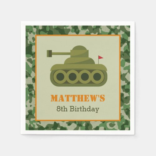 Army Napkins _ Boy Birthday Military Soldier Tank