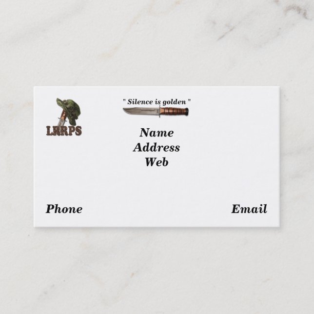 Army navy air force marines rangers lrrps lrrp sof business card (Front)