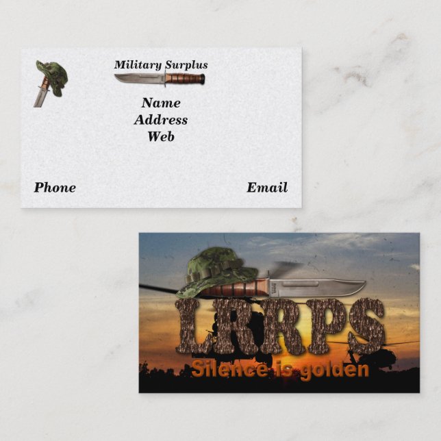 Army navy air force marines rangers surplus business card (Front/Back)