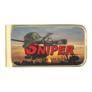 Army Navy Air Force Military Snipers Vets Lrrp Gold Finish Money Clip