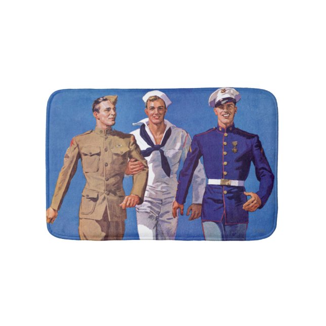 Army, Navy & Marines Bath Mat (Front)