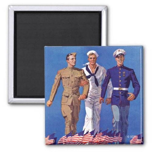 Army Navy  Marines Magnet