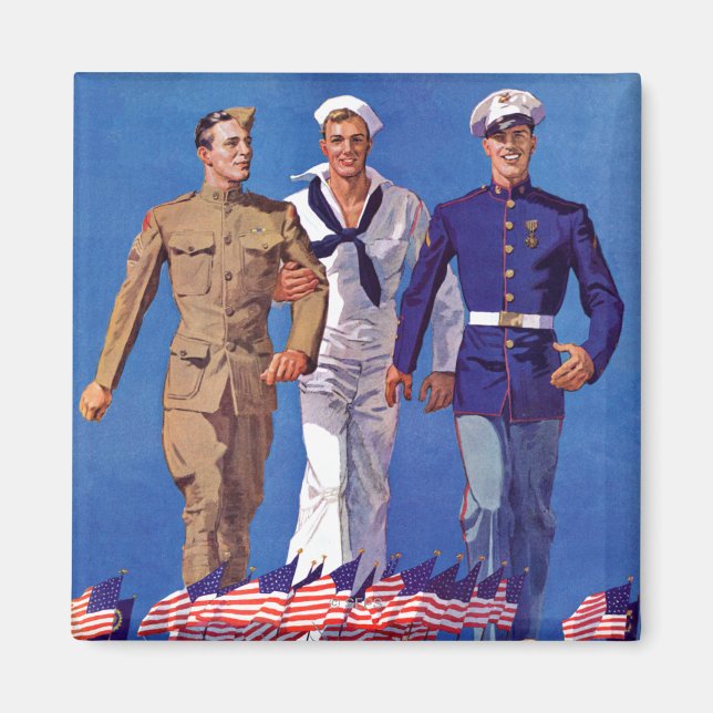 Army, Navy & Marines Magnet (Front)
