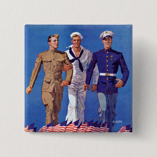 Army, Navy & Marines Pinback Button (Front)