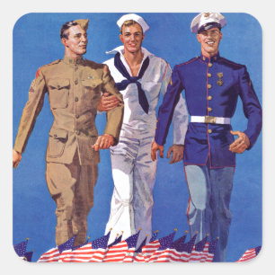 Army, Navy & Marines Square Sticker