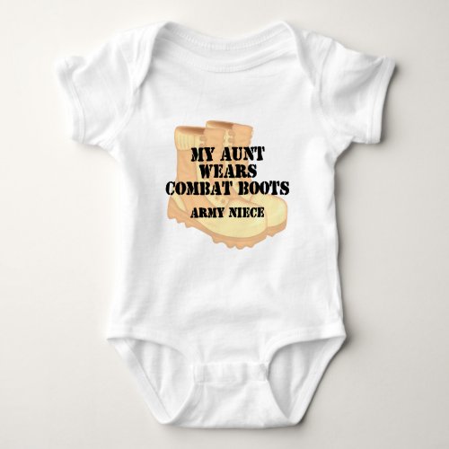 Army Niece Aunt Desert Combat Boots Baby Bodysuit