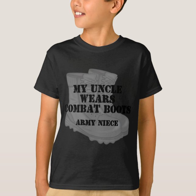 Army Niece Uncle Combat Boots T-Shirt (Front)