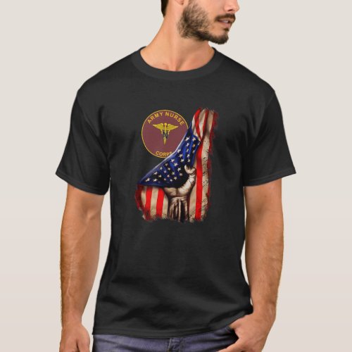 Army Nurse Corps American Flag T_Shirt