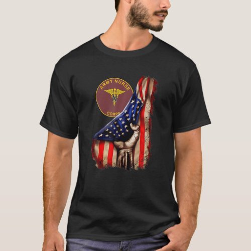 Army Nurse Corps American Flag T_Shirt