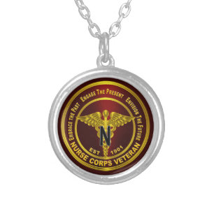 Army Nurse Corps Silver Plated Necklace