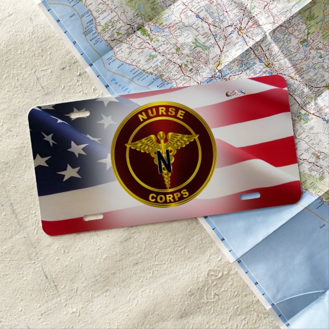 Army Nurse Veteran License Plate (In Situ)