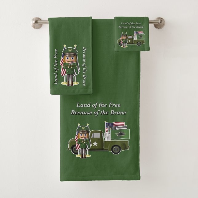 Army Nutcracker with Little Military Truck Bath Towel Set (Insitu)