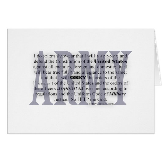 army oath cards (Front Horizontal)